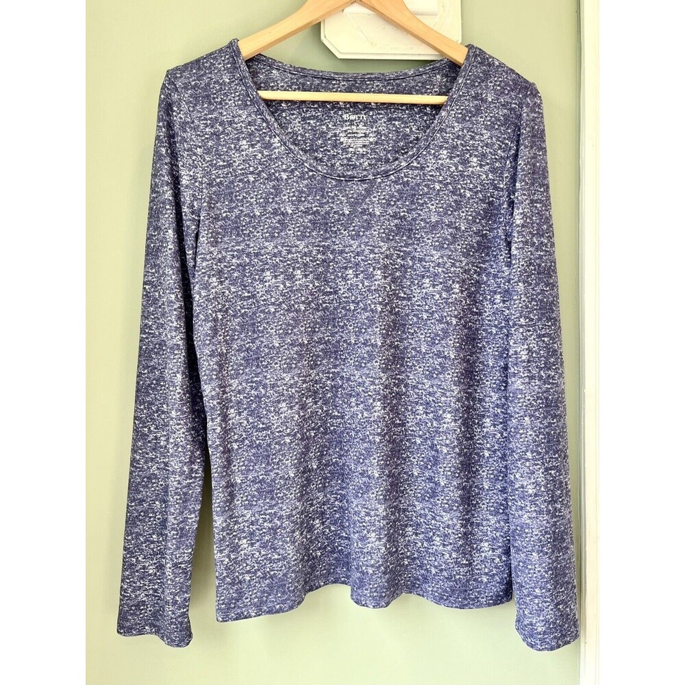 BORN Womens Long Sleeve Athletic Tee T Shirt Blue with Logo - Size L